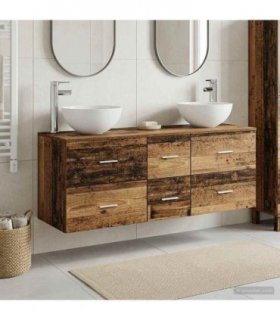 vidaXL Bathroom Cabinet Set 3 pcs Old Wood 129 x 41 x 80 cm