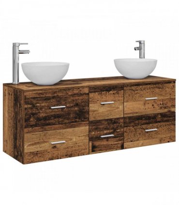 vidaXL Bathroom Cabinet Set 3 pcs Old Wood 129 x 41 x 80 cm