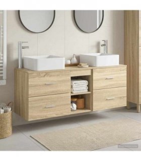 vidaXL Bathroom Cabinet Set 3 pcs Sonoma Oak 129 x 41 x 80 cm