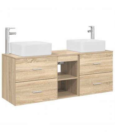 vidaXL Bathroom Cabinet Set 3 pcs Sonoma Oak 129 x 41 x 80 cm