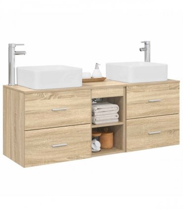 vidaXL Bathroom Cabinet Set 3 pcs Sonoma Oak 129 x 41 x 80 cm