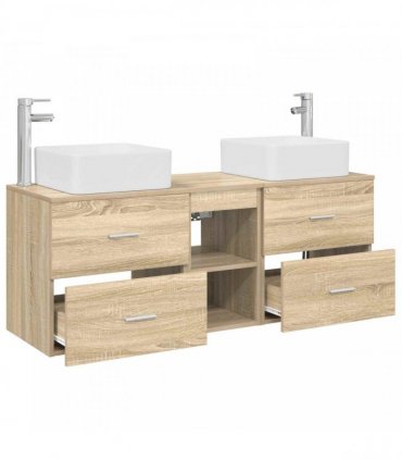 vidaXL Bathroom Cabinet Set 3 pcs Sonoma Oak 129 x 41 x 80 cm