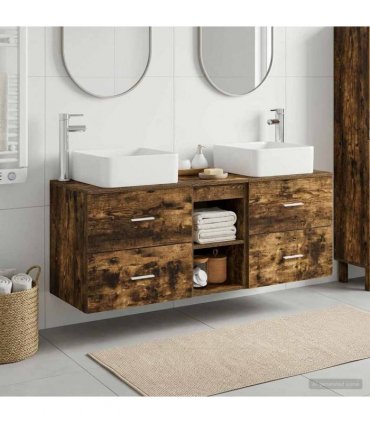 vidaXL Bathroom Cabinet Set 3 pcs Smoked Oak 129 x 41 x 80 cm