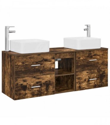 vidaXL Bathroom Cabinet Set 3 pcs Smoked Oak 129 x 41 x 80 cm