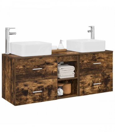 vidaXL Bathroom Cabinet Set 3 pcs Smoked Oak 129 x 41 x 80 cm