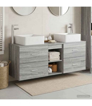 vidaXL Bathroom Cabinet Set 3 pcs Grey Sonoma 129 x 41 x 80 cm