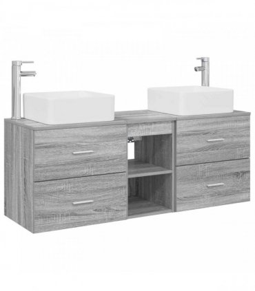 vidaXL Bathroom Cabinet Set 3 pcs Grey Sonoma 129 x 41 x 80 cm