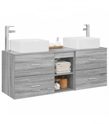 vidaXL Bathroom Cabinet Set 3 pcs Grey Sonoma 129 x 41 x 80 cm