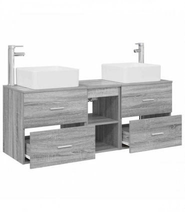 vidaXL Bathroom Cabinet Set 3 pcs Grey Sonoma 129 x 41 x 80 cm