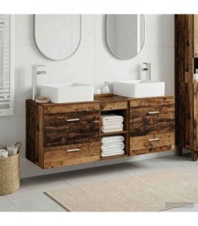 vidaXL Bathroom Cabinet Set 3 pcs Old Wood 129 x 41 x 80 cm