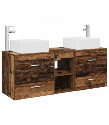 vidaXL Bathroom Cabinet Set 3 pcs Old Wood 129 x 41 x 80 cm