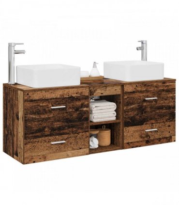 vidaXL Bathroom Cabinet Set 3 pcs Old Wood 129 x 41 x 80 cm