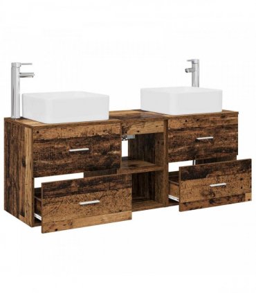 vidaXL Bathroom Cabinet Set 3 pcs Old Wood 129 x 41 x 80 cm