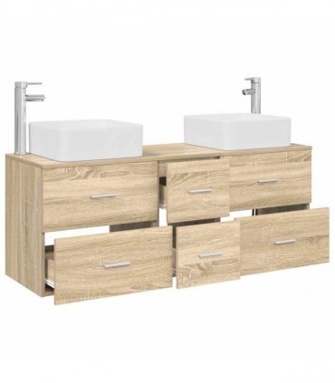 vidaXL Bathroom Cabinet Set 3 pcs Sonoma Oak 129 x 41 x 80 cm