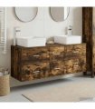vidaXL Bathroom Cabinet Set 3 pcs Smoked Oak 129 x 41 x 80 cm