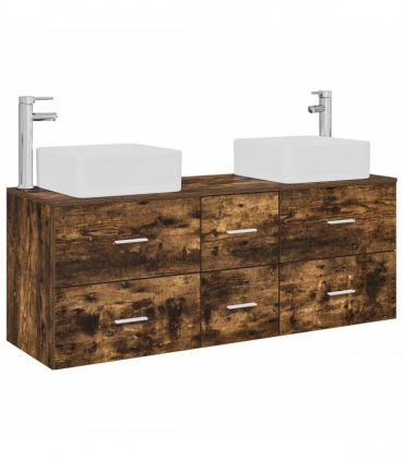 vidaXL Bathroom Cabinet Set 3 pcs Smoked Oak 129 x 41 x 80 cm