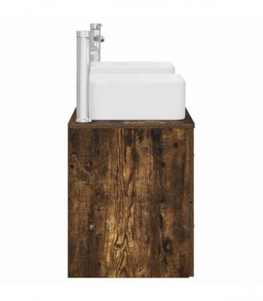 vidaXL Bathroom Cabinet Set 3 pcs Smoked Oak 129 x 41 x 80 cm