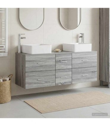 vidaXL Bathroom Cabinet Set 3 pcs Grey Sonoma 129 x 41 x 80 cm