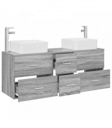 vidaXL Bathroom Cabinet Set 3 pcs Grey Sonoma 129 x 41 x 80 cm