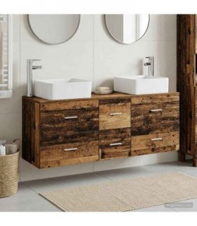 vidaXL Bathroom Cabinet Set 3 pcs Old Wood 129 x 41 x 80 cm