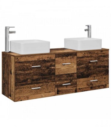 vidaXL Bathroom Cabinet Set 3 pcs Old Wood 129 x 41 x 80 cm
