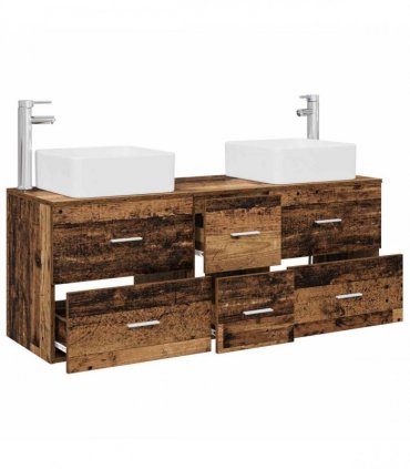 vidaXL Bathroom Cabinet Set 3 pcs Old Wood 129 x 41 x 80 cm