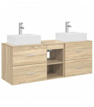 vidaXL Bathroom Cabinet Set 3 pcs Sonoma Oak 129 x 41 x 79.5 cm
