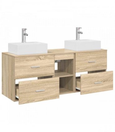vidaXL Bathroom Cabinet Set 3 pcs Sonoma Oak 129 x 41 x 79.5 cm