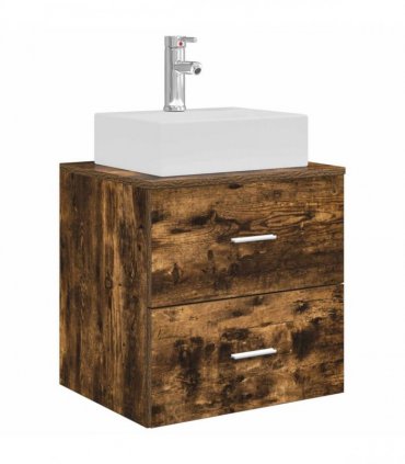 vidaXL Bathroom Cabinet Set 3 pcs Smoked Oak 129 x 41 x 79.5 cm
