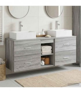 vidaXL Bathroom Cabinet Set 3 pcs Grey Sonoma 129 x 41 x 79.5 cm