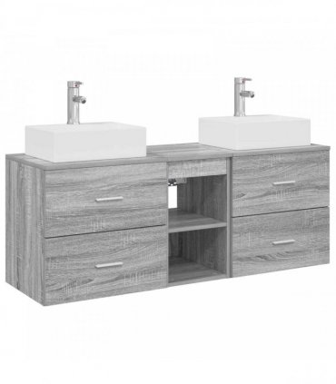 vidaXL Bathroom Cabinet Set 3 pcs Grey Sonoma 129 x 41 x 79.5 cm