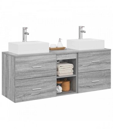 vidaXL Bathroom Cabinet Set 3 pcs Grey Sonoma 129 x 41 x 79.5 cm