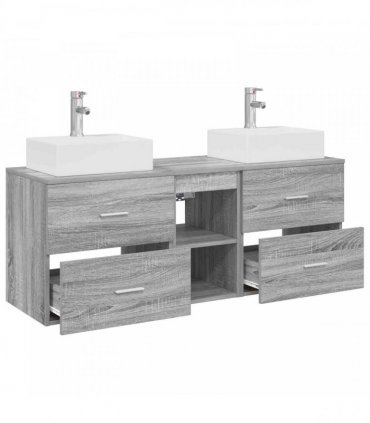 vidaXL Bathroom Cabinet Set 3 pcs Grey Sonoma 129 x 41 x 79.5 cm