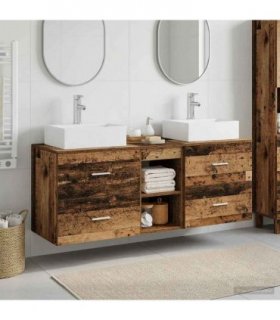 vidaXL Bathroom Cabinet Set 3 pcs Old Wood 129 x 41 x 79.5 cm