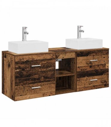 vidaXL Bathroom Cabinet Set 3 pcs Old Wood 129 x 41 x 79.5 cm