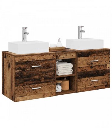 vidaXL Bathroom Cabinet Set 3 pcs Old Wood 129 x 41 x 79.5 cm