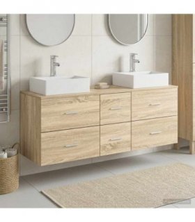 vidaXL Bathroom Cabinet Set 3 pcs Sonoma Oak 129 x 41 x 79.5 cm