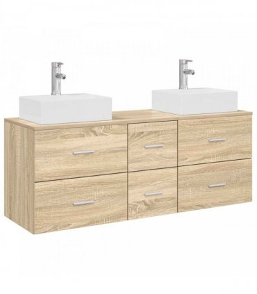 vidaXL Bathroom Cabinet Set 3 pcs Sonoma Oak 129 x 41 x 79.5 cm