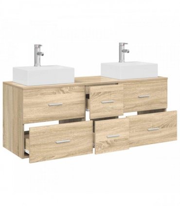 vidaXL Bathroom Cabinet Set 3 pcs Sonoma Oak 129 x 41 x 79.5 cm
