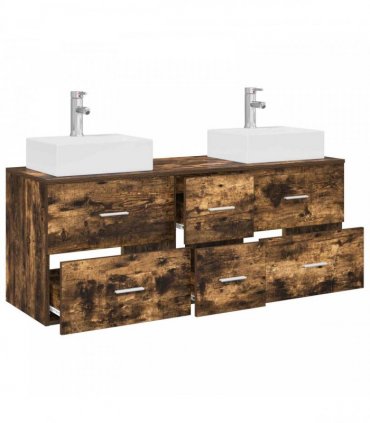 vidaXL Bathroom Cabinet Set 3 pcs Smoked Oak 129 x 41 x 79.5 cm