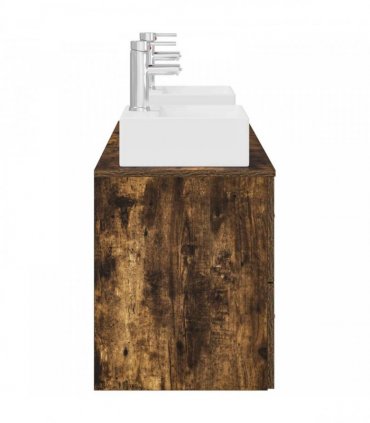 vidaXL Bathroom Cabinet Set 3 pcs Smoked Oak 129 x 41 x 79.5 cm