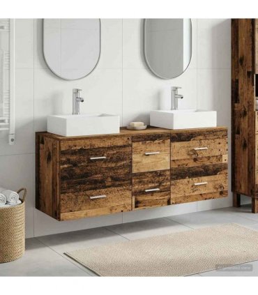 vidaXL Bathroom Cabinet Set 3 pcs Old Wood 129 x 41 x 79.5 cm