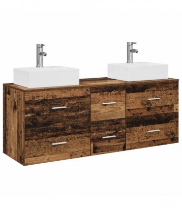 vidaXL Bathroom Cabinet Set 3 pcs Old Wood 129 x 41 x 79.5 cm