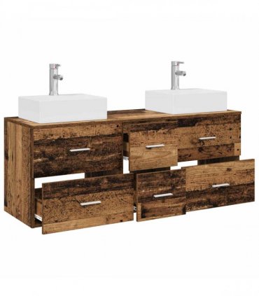 vidaXL Bathroom Cabinet Set 3 pcs Old Wood 129 x 41 x 79.5 cm