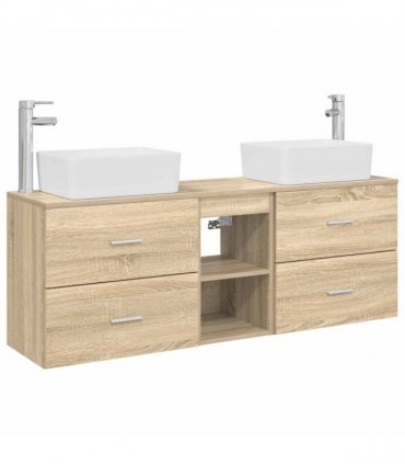 vidaXL Bathroom Cabinet Set 3 pcs Sonoma Oak 136 x 35 x 80 cm