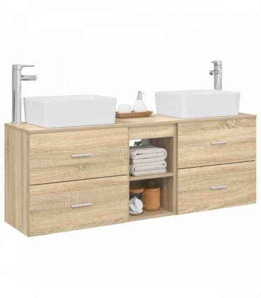 vidaXL Bathroom Cabinet Set 3 pcs Sonoma Oak 136 x 35 x 80 cm
