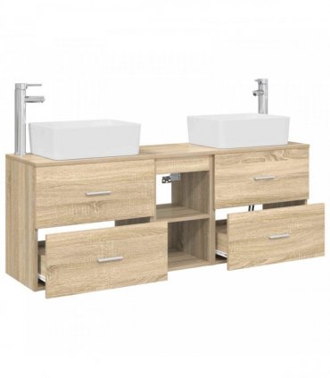 vidaXL Bathroom Cabinet Set 3 pcs Sonoma Oak 136 x 35 x 80 cm