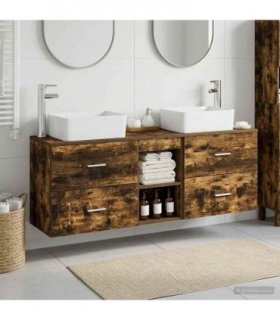 vidaXL Bathroom Cabinet Set 3 pcs Smoked Oak 136 x 35 x 80 cm