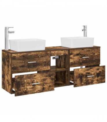 vidaXL Bathroom Cabinet Set 3 pcs Smoked Oak 136 x 35 x 80 cm