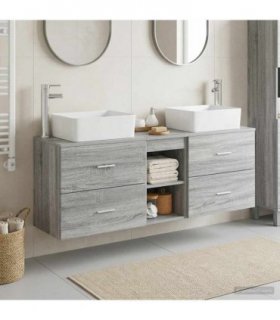 vidaXL Bathroom Cabinet Set 3 pcs Grey Sonoma 136 x 35 x 80 cm